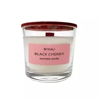 BYKALI Свеча ароматическая "Черная вишня" с деревянным фитилем в стакане с крышкой 100.0