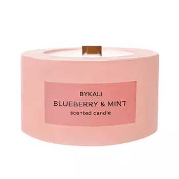 BYKALI Свеча ароматическая "Черника и Мята" с деревянным фитилем в камне 50.0