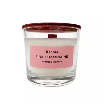 BYKALI Свеча ароматическая "Розовое шампанское" с деревянным фитилем в стакане с крышкой 100.0
