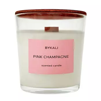 BYKALI Свеча ароматическая "Розовое шампанское" с деревянным фитилем в стакане с крышкой 200.0