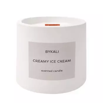 BYKALI Свеча ароматическая "Сливочное мороженое" с деревянным фитилем в камне 120.0