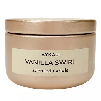 BYKALI Свеча ароматическая "Ванильный вихрь" с деревянным фитилем в металлической банке 50.0