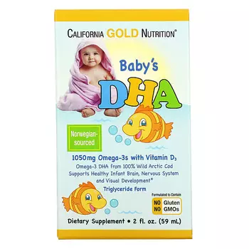 CALIFORNIA GOLD NUTRITION ДГК для детей омега-3 с витамином D3 1050 мг Baby'S Dha