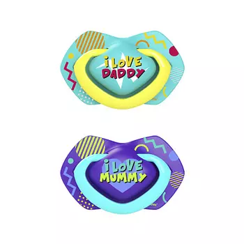 CANPOL BABIES Пустышка силиконовая Neon Love симметричная, 18+ месяцев