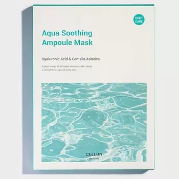 CELLBN Маска тканевая с центеллой и гиалуроновой кислотой AQUA SOOTHING AMPOULE MASK