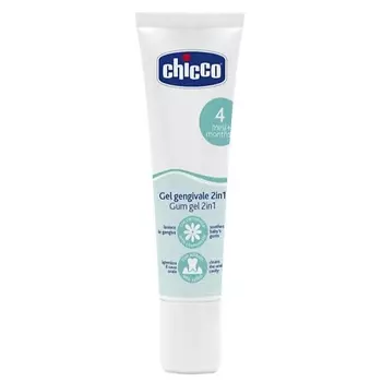 CHICCO Гель для десен при прорезывании зубов 2 в 1 с ксилитом и экстрактом ромашки, 4м+