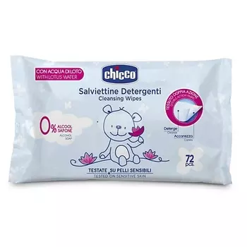 Chicco Влажные очищающие салфетки, без клапана