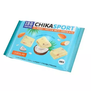 CHIKALAB Шоколад белый с миндалем и кокосовыми чипсами
