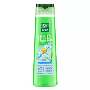 ЧИСТАЯ ЛИНИЯ Шампунь Восстанавливающий питание и мягкость для поврежденных волос с экстрактом ромашки Nature Plus 400