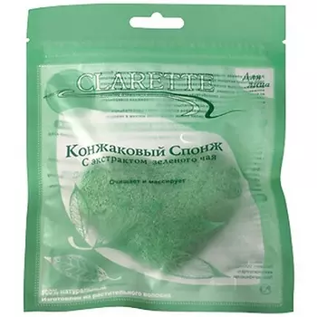 CLARETTE Спонж конжаковый конняку с экстрактом зелёного чая для лица