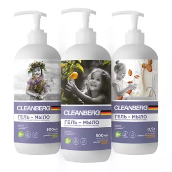CLEANBERG Набор мыло жидкое миндальное молочко цитрус и полевые цветы
