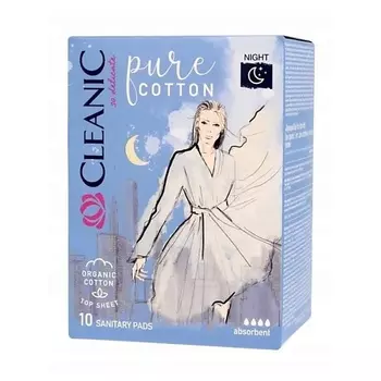 CLEANIC Pure Cotton Гигиенические прокладки ночь 10.0