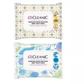 CLEANIC Влажная туалетная бумага взрослая с экстрактом ромашки с клапаном