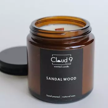 CLOUD 9 HOME НА СЕДЬМОМ НЕБЕ ОТ АРОМАТОВ Свеча ароматическая в банке с древесным фитилём Sandalwood