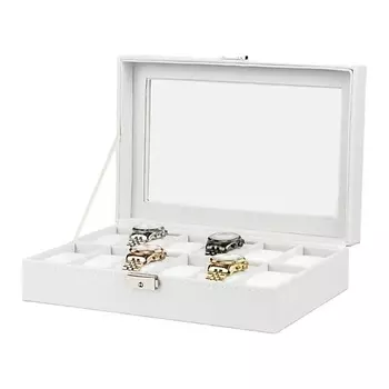 CLOX Шкатулка для часов, 12 слотов, белая экокожа, W70