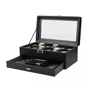 CLOX Шкатулка для часов и украшений, двухуровневая, W154BG