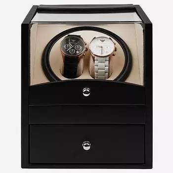 CLOX Шкатулка для подзавода двух часов и ящиком для украшений, черный, W102B