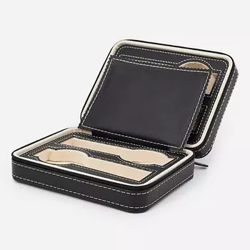 CLOX Транспортировочный бокс для 4 часов, экокожа, молния, W105-B