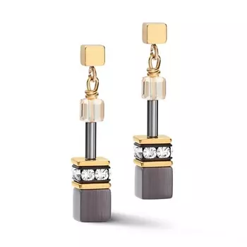 COEUR DE LION Серьги GeoCUBE Gold Grey