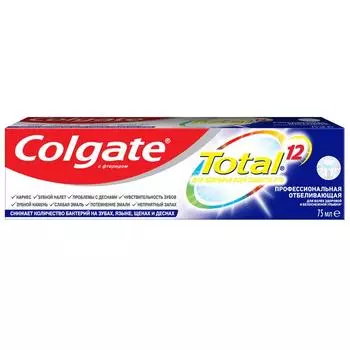 COLGATE Профессиональная отбеливающая комплексная антибактериальная зубная паста Total 12
