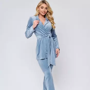 COMFY HOME Костюм домашний голубой бархатный