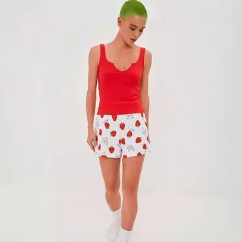 COMFY HOME Пижама красная с клубничным принтом