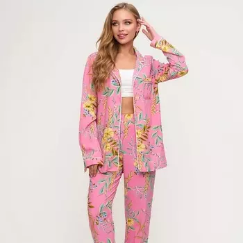 COMFY HOME Пижама розовая с цветочным принтом