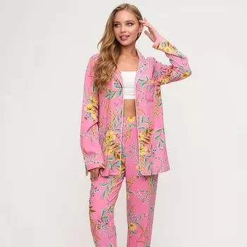 COMFY HOME Пижама розовая с цветочным принтом