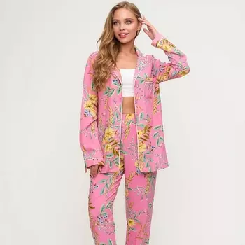 COMFY HOME Пижама розовая с цветочным принтом