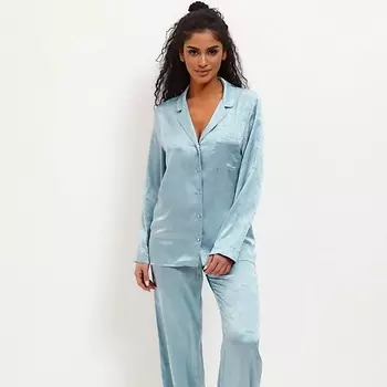 COMFY HOME Пижама шелковая голубая