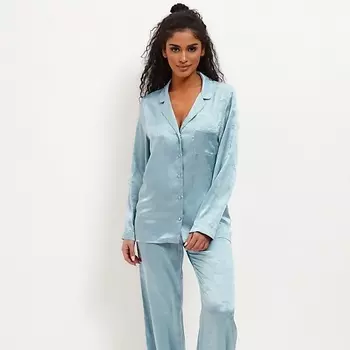 COMFY HOME Пижама шелковая голубая