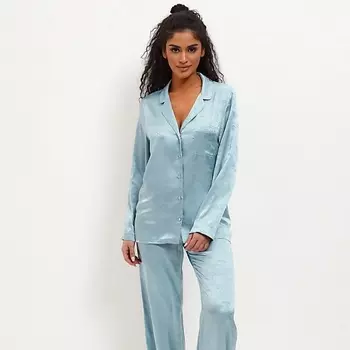 COMFY HOME Пижама шелковая голубая