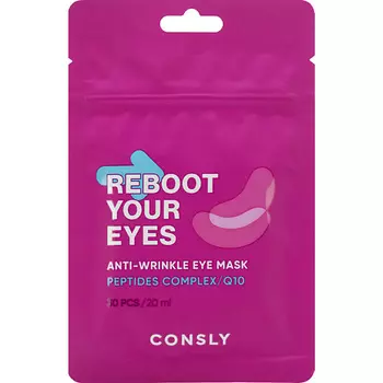 CONSLY Тканевые маска-патчи от морщин для области вокруг глаз с коэнзимом Q10 и пептидами Reboot Your Eyes Anti-Wrinkle Eye Mask