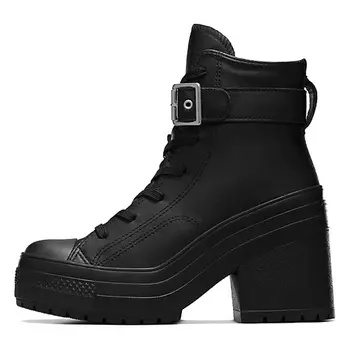 CONVERSE Кроссовки Chuck 70 De Luxe Heel Leather High Buckle Triple Black Womens