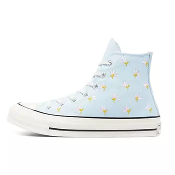 CONVERSE Кроссовки Chuck 70 Womens High Embroidered Floral Print Chambray Blue Womens
