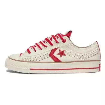 CONVERSE Кроссовки Star Player 76 Anti-Slip Wear-Resistant Low-Top Skateboard Shoes Unisex Beige Red