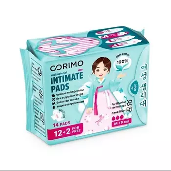CORIMO Прокладки женские гигиенические впитывающие анатомической формы (M - 19 сm) 12.0
