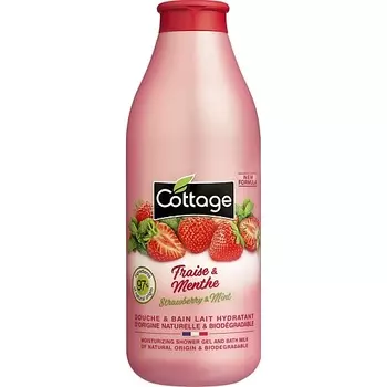 COTTAGE Увлажняющий гель для душа и пена для ванны 2 в 1 Moisturizing Shower Gel & Bath Milk – Strawberry & Mint