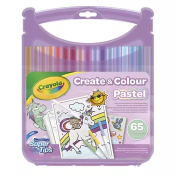 CRAYOLA Набор Create&Colour Pastel: Смываемые фломастеры, раскраски, наклейки