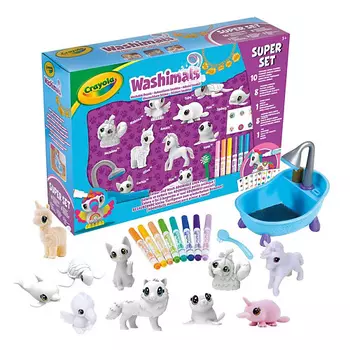 CRAYOLA Набор Washimals Super Set: фигурки для раскрашивания, фломастеры, наклейки и ванночка