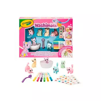 CRAYOLA Настольная игра Washimals New Bath с цветными фигурками котиков для раскрашивания