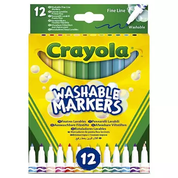 CRAYOLA Смываемые фломастеры с тонким пером Washable Markers 12.0