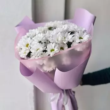 ЦВЕТОЧНАЯ МАСТЕРСКАЯ VETKA Монобукет из белой кустовой хризантемы