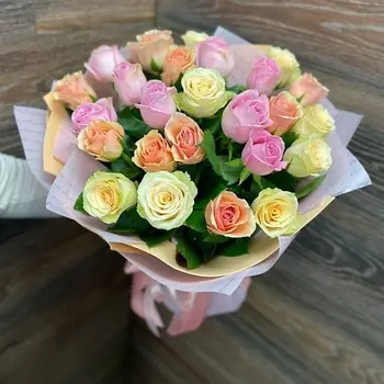 ЦВЕТЫ ДЛЯ ВАС Букет из 25 роз (Кения) 45х50 см