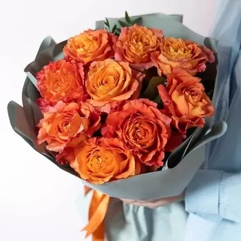 ЦВЕТЫ И ШТУЧКИ Букет из 9 пионовидных роз сорта Free spirit