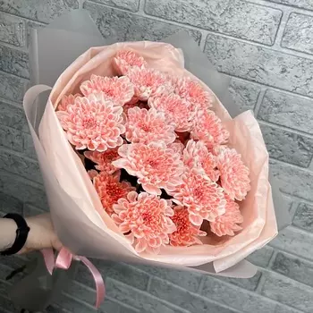 ЦВЕТЫ ПЕРМИ Букет из 5 персиковых хризантем