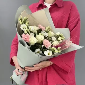 ЦВЕТЫ ПЕРМИ Букет из эустомы и диантусов