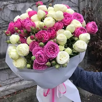 ЦВЕТЫ+ПОДАРКИ Букет из пионовидных роз