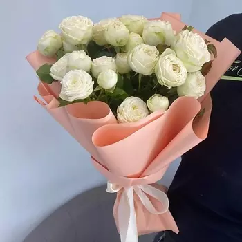 ЦВЕТЫ+ПОДАРКИ Букет из пионовидных роз Сноу