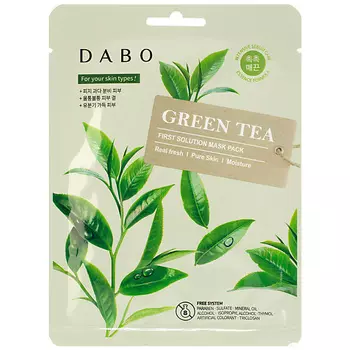 DABO Маска тканевая для лица с экстрактом зелёного чая Green Tea First Solution Mask Pack